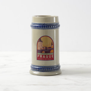 Prag Tschechien Reise Kunst Vintage Bierglas