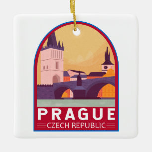 Prag Tschechien Reise Kunst Vintage Keramikornament