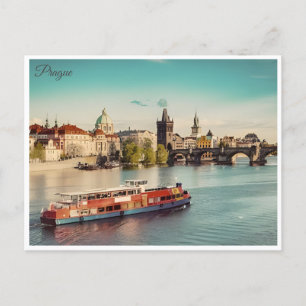 Prag Tschechien Reise Vintage-Illustration Postkarte