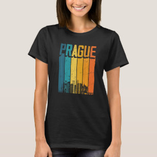 Prag Tschechien Retro Vintage Sonnenuntergang Skyl T-Shirt