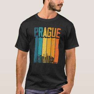 Prag Tschechien Retro Vintage Sonnenuntergang Skyl T-Shirt