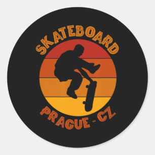 Prag Tschechien Skateboarder Urne Skateboardi Runder Aufkleber