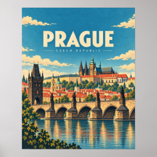 Prag Tschechien Vintage Reise Kunst Poster