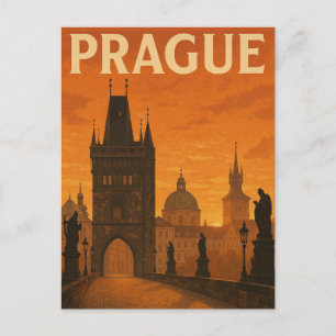 Prag Tschechien Vintage Reise Postkarte