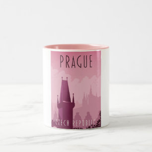 Prag Tschechien Vintage-Reiseplakat Zweifarbige Tasse