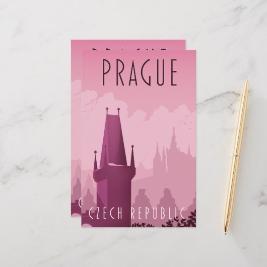 Prag Tschechien Vintages Reiseplakat (Vorderseite/Rückseite Beispiel)