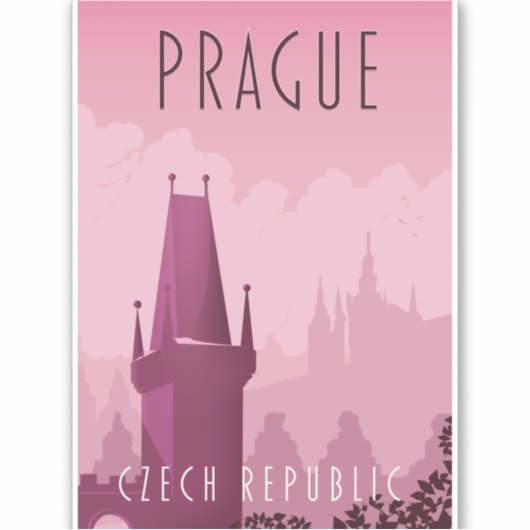 Prag Tschechien Vintages Reiseplakat Aufkleber (Vorderseite)