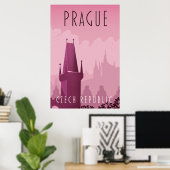 Prag Tschechien Vintages Reiseplakat Poster (Heimbüro)