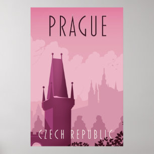 Prag Tschechien Vintages Reiseplakat Poster
