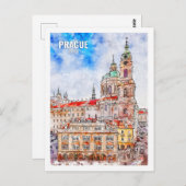 Prag Tschechisch Berühmte Wasserfarbe Postkarte (Vorne/Hinten)