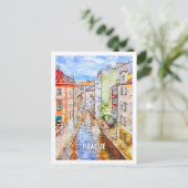 Prag Tschechisch berühmter Ausflugsort Wasserfarbe Postkarte (Stehend Vorderseite)