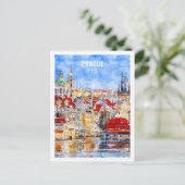 Prag Tschechisch Famous Travel Watercolor Sketch Postkarte (Stehend Vorderseite)