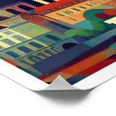 Prag Tschechisch Reisen künstlerisch farbenfroh Poster (Ecke)