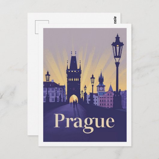 Prag Tschechisch Vintag Berühmter Reiseort Postkarte (Vorne/Hinten)