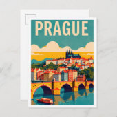Prag Tschechische Kunst Vintage Illustration Postkarte (Vorne/Hinten)