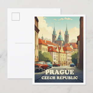 Prag Tschechische Kunst Vintage-Reiseillustration Postkarte