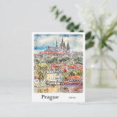 Prag Tschechische Reiseroute Wasserfarbskizze Hand Postkarte (Stehend Vorderseite)