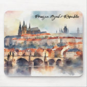 Prag Tschechische Republik Aquarellpanoramasicht Mousepad (Vorne)