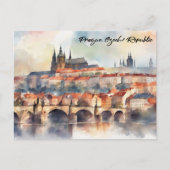 Prag Tschechische Republik Aquarellpanoramasicht Postkarte (Vorderseite)
