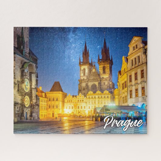 Prag, Tschechische Republik, nach Dunkelheit Puzzle (Horizontal)