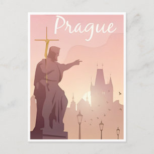 Prag Tschechische Republik Reise Vintage-Illustrat Postkarte