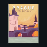 Prag Tschechische Republik Reisen Kunst Vintag Postkarte<br><div class="desc">Prag retro Vektorgrafik Design. Es heißt "die Stadt der hundert Brüder" und ist bekannt für seinen Altstädter Ring,  das Herz seines historischen Herzens,  mit bunten barocken Gebäude.</div>