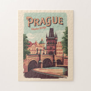 Prag Tschechische Republik Reisen Kunst Vintag Puzzle