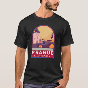 Prag Tschechische Republik Reisen Kunst Vintag T-Shirt