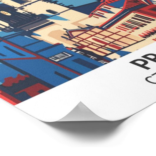 Prag Tschechische Republik Retro Artwork Reise Poster (Ecke)