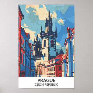 Prag Tschechische Republik Retro Artwork Reise Poster