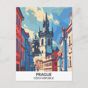 Prag Tschechische Republik Retro Artwork Reise Postkarte