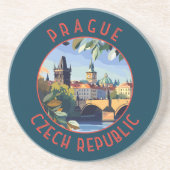Prag Tschechische Republik Retro Distressed Circle Getränkeuntersetzer (Vorne)