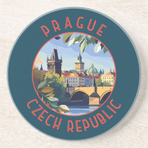 Prag Tschechische Republik Retro Distressed Circle Getränkeuntersetzer