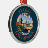 Prag Tschechische Republik Retro Distressed Circle Ornament Aus Metall (Rechts)