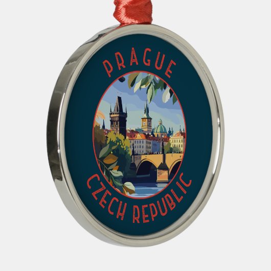 Prag Tschechische Republik Retro Distressed Circle Ornament Aus Metall (Rechts)