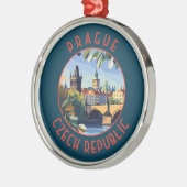 Prag Tschechische Republik Retro Distressed Circle Ornament Aus Metall (Links)