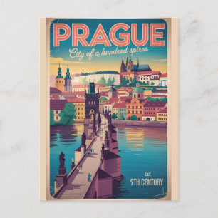 Prag Tschechische Republik Retro-Stadtansicht Reis Postkarte
