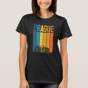Prag Tschechische Republik Retro Vintag Sunset Sky T-Shirt