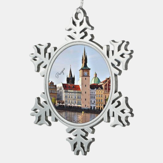 Prag, Tschechische Republik Schneeflocken Zinn-Ornament (Rechts)