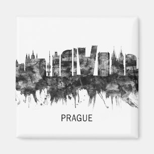 Prag Tschechische Republik Skyline BW Magnet