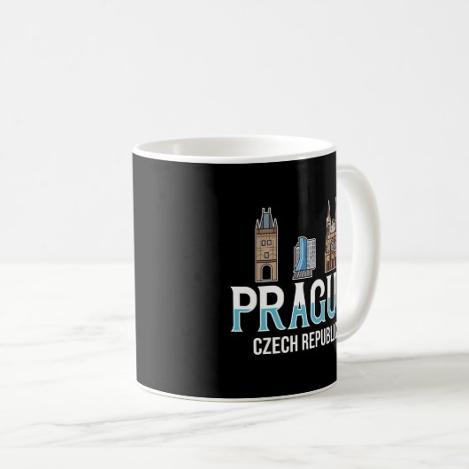 Prag Tschechische Republik Skyline Karte Kaffeetasse (VorderseiteRechts)