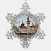 Prag, Tschechische Republik Snowflake Weihnachten Schneeflocken Zinn-Ornament (Vorderseite)