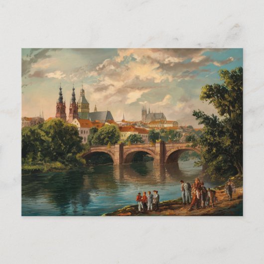 Prag, Tschechische Republik Vintage Aquarellmalere Postkarte (Vorderseite)