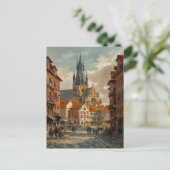 Prag, Tschechische Republik Vintage Malerei Postkarte (Stehend Vorderseite)