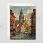Prag, Tschechische Republik Vintage Malerei Postkarte (Vorne/Hinten)