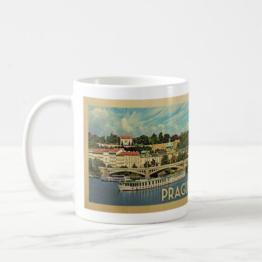 Prag Tschechische Republik Vintage Reisen Kaffeetasse (Links)