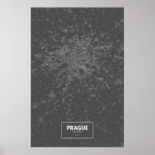 Prag, Tschechische Republik (weiß auf schwarz) Poster (Vorne)