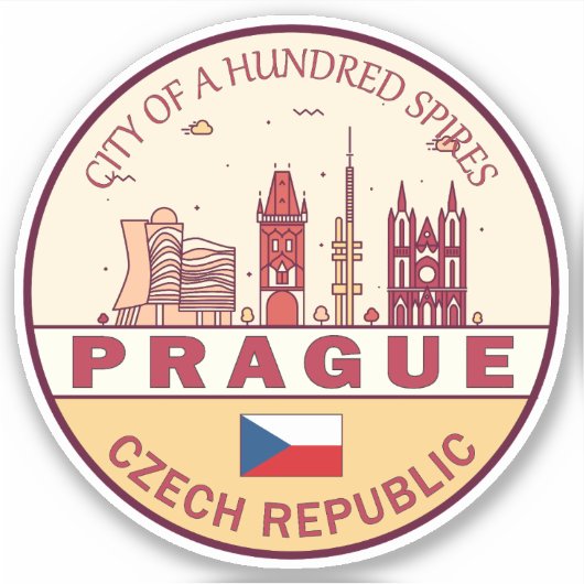 Prag Tschechische Stadt Skyline Emblem Aufkleber (Vorderseite)