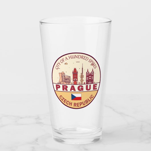 Prag Tschechische Stadt Skyline Emblem Glas (Vorderseite)
