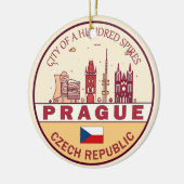 Prag Tschechische Stadt Skyline Emblem Keramik Ornament (Links)